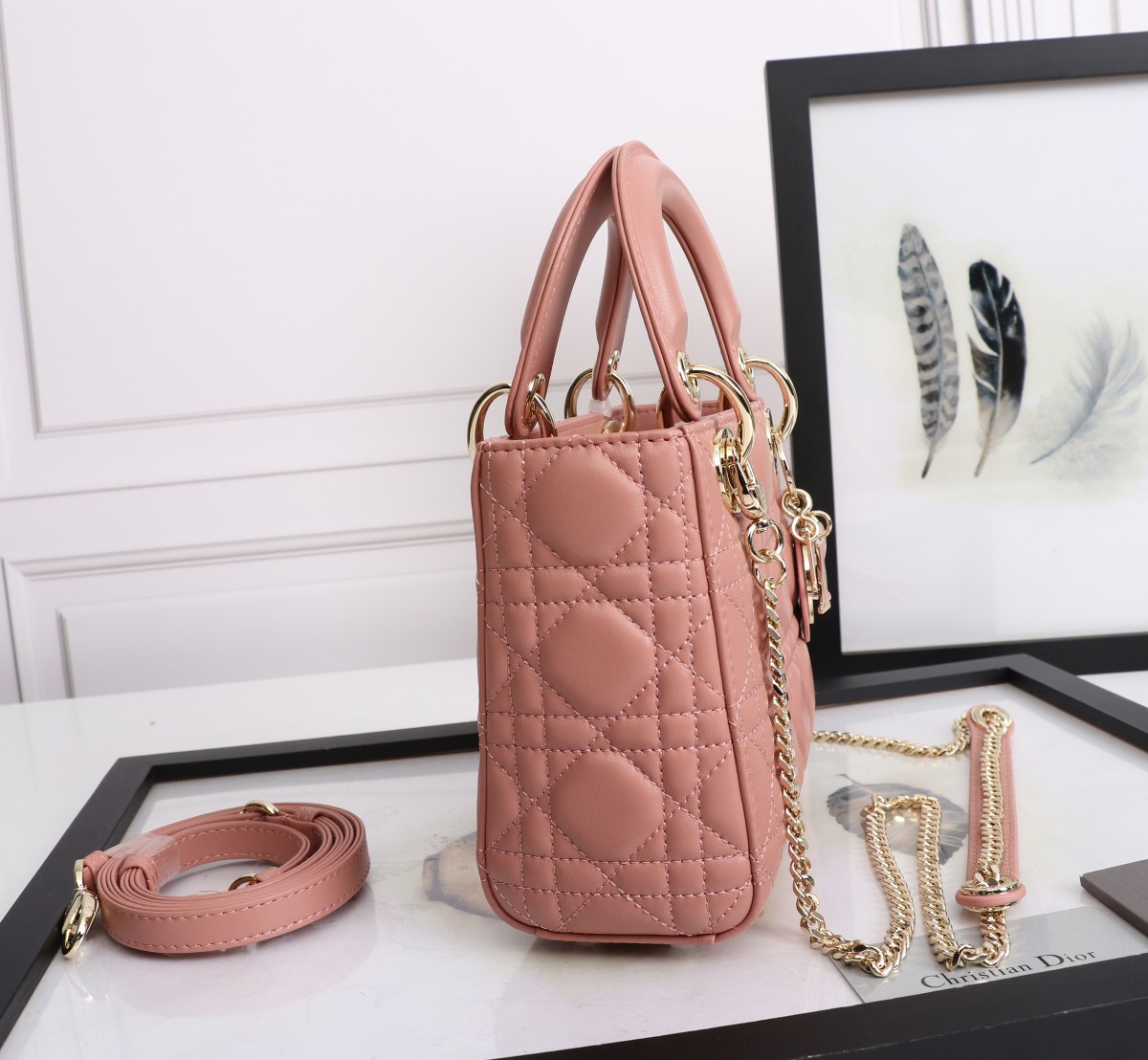 Mini Lady Dior Bag Pink Cannage Lambskin